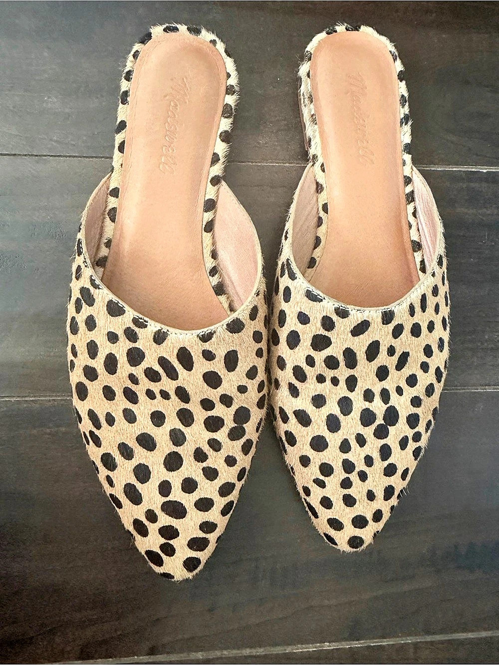 Madewell remi mule in cheetah print calf hair size 8